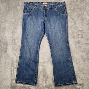 Dear ab Jeans Women 18S Blue Denim Bootcut 5-Pocket Button Flap Back Pockets